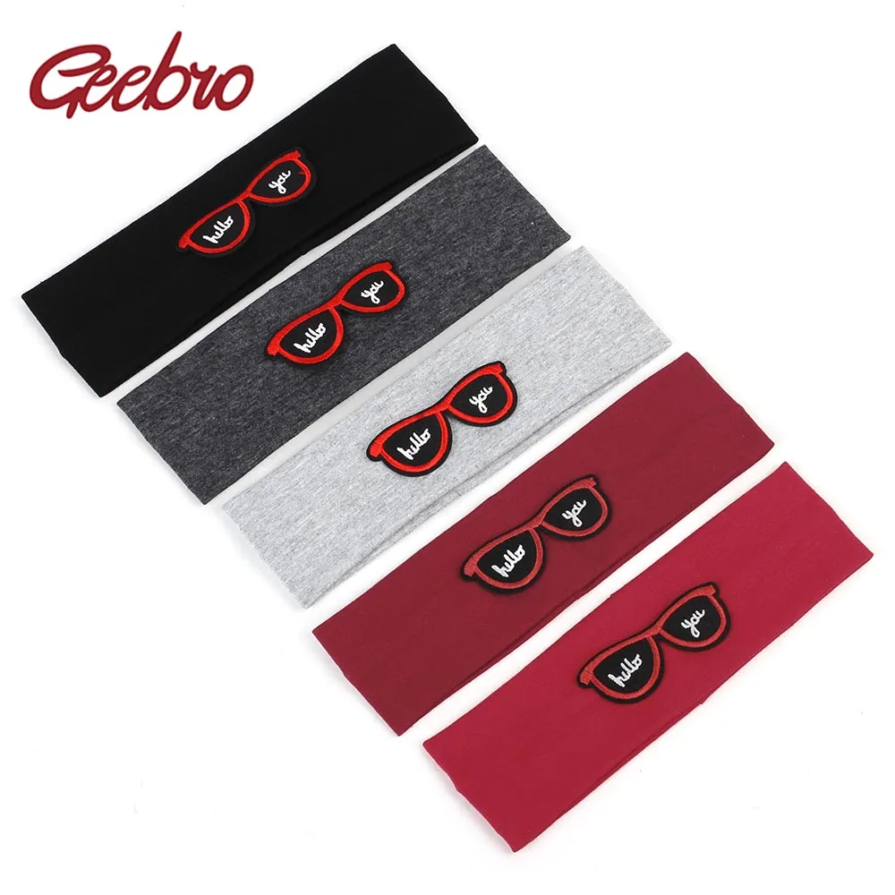 Geebro New Fashion Baby Girls Boys Infant Plain Casual Cotton Stretch Glasses Headband Lovely Hair Band Accessories DT724