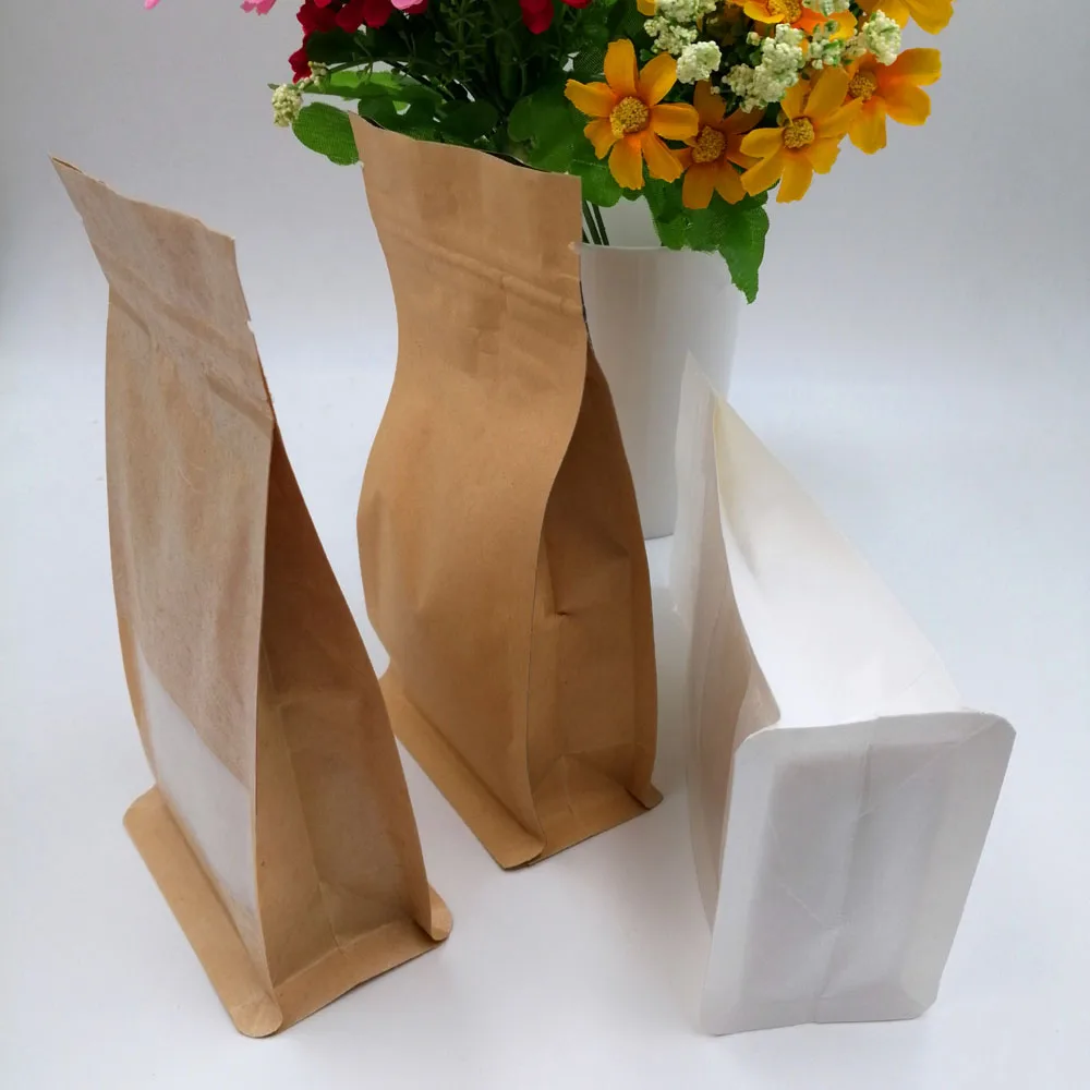 

100pcs RUIHAOYU Ziplock Stand Up Kraft Paper Bags For Food/Gift/Wedding/Party/Candy/Nuts Reclosable Storage Bags Packaging Bag