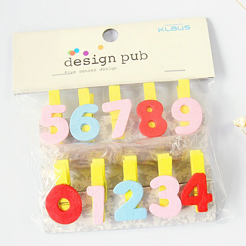 10pcs 35x7mm DIY digital 0-9 Big Wood Clothes Pegs Clothespin Clips Office Party Decoration Accessories Photo Hanging Pegs