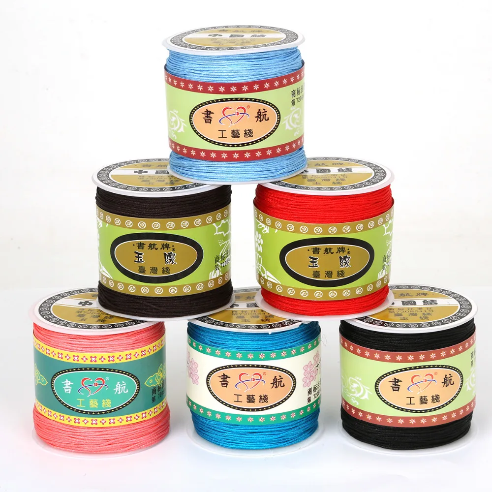 سوار حبل نايلون ، 100 ياردة ، 0.8 مللي متر ، عقدة صينية ، مكرميه ، مضفر ، سلسلة ، شرابة ، خرز ، مجوهرات