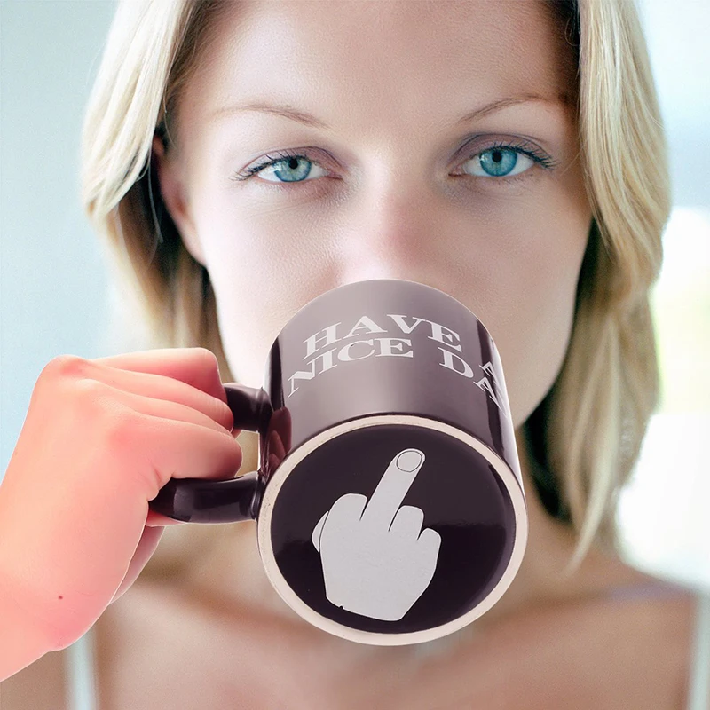 Creative mugs,Have a Nice Day Coffee Mug Middle Finger Funny Cup for Coffee Milk Tea Cups,Ceramic Coffee Porcelain Tea Cup Gift