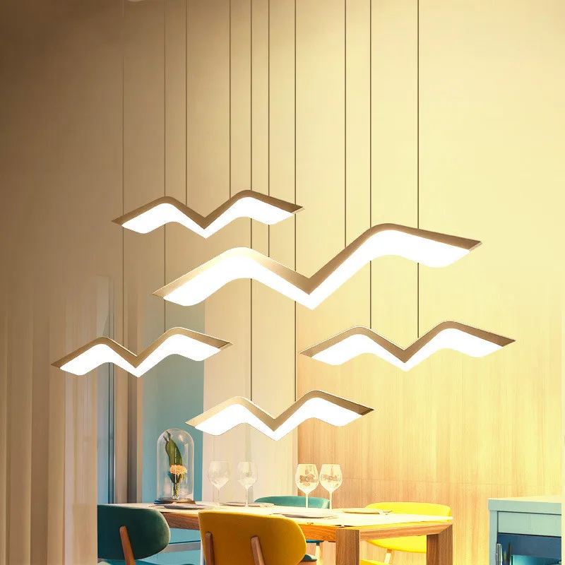 Simple Modern Led Pendant Lights Seagull Shape Restaurant Living Room Bedroom Hanglamp 220V Nordic Parlor Suspension Luminaire