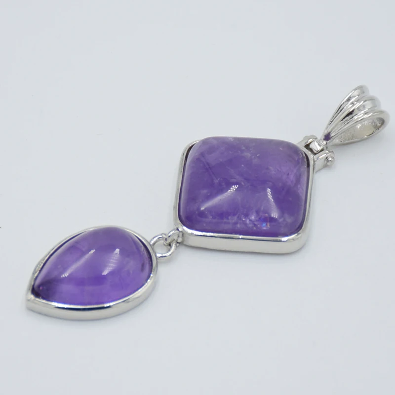 Women Fashion Jewelry Water Drop Rhombus Pendant for Necklace Natural Amethysts Tiger Eye Stone Pendants