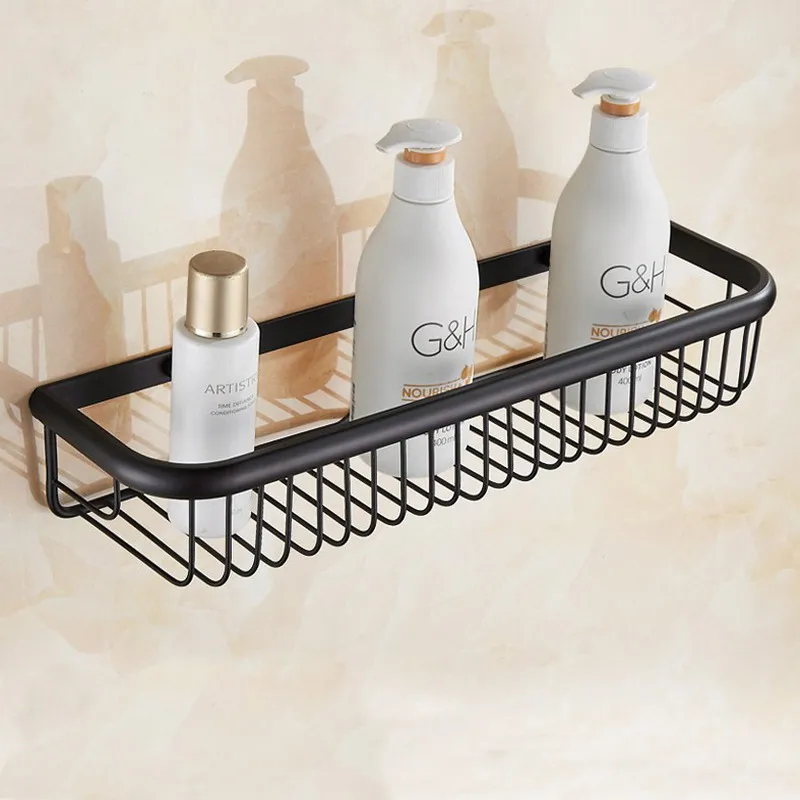 Bathroom Shelves Oil Rubbed Bronze Wall Rack Towel Hooks Washing Shower Cosmetic Basket Home Accessories Bath Shelf