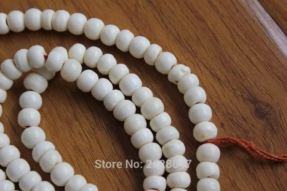 ML170 Tibetan white Yak bone Rosary 108 Mala Handmade Tibetan 8mm Bone Beads Buddhist Prayer Mala Prayer Necklace