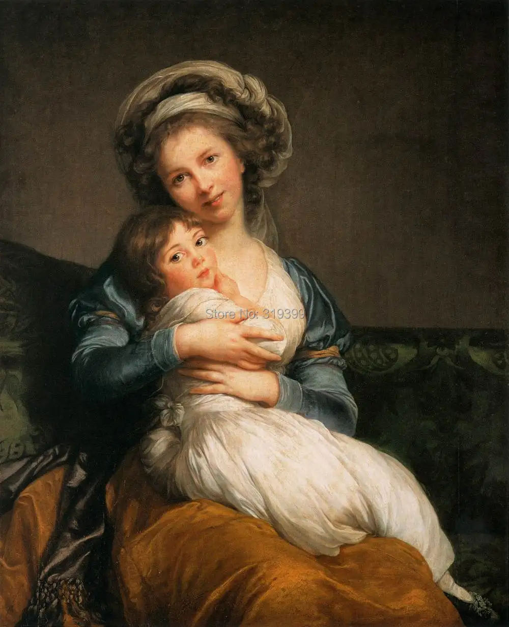 self-portrait-with-her-daughter-julie-1786 BY  Louise Elisabeth Vigee Le Brun,oil painting reproduction,canvas art, handmade