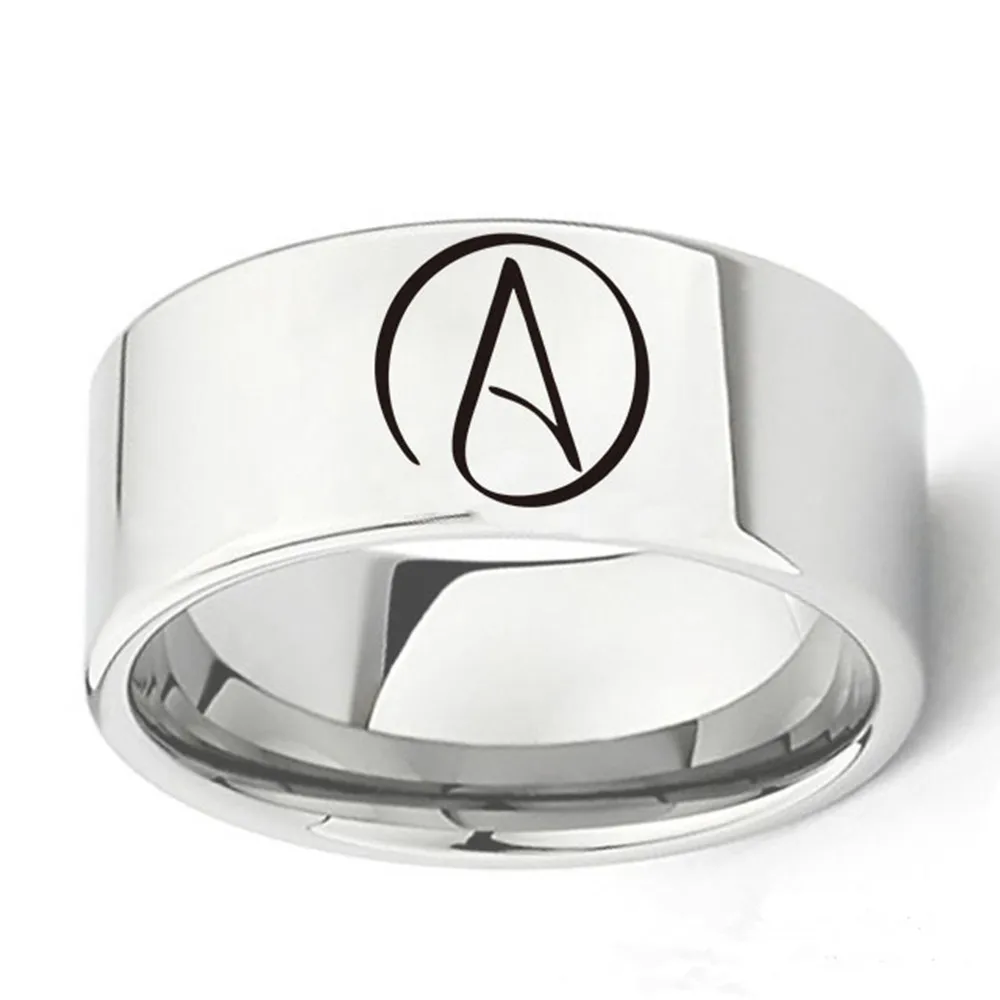 Dropshipping Mens Boys Stainless Steel Ring Atheist Atheism Symbol Fashion Jewelry