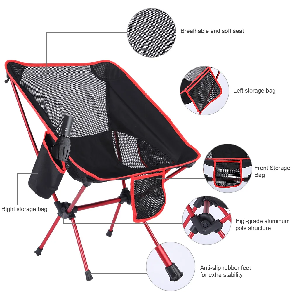 Beach Chair Fishing Grazing Camping Ultralight Folding Chair Outdoor Furniture 7075 Al Oxford Fabric Max 150kg Modern Moon Chair