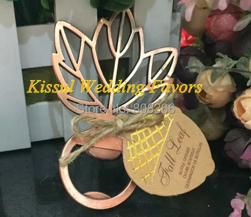 (30 Pieces/lot) Unique Autumn Wedding and Party souvenirs of Copper Leaf Bottle Opener Wedding gift for guests and Bridal Favors