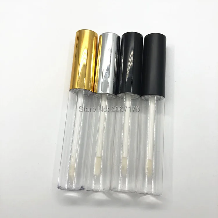 

10pcs 10ml Round Makeup Liquid Empty Lipstick Lip Gloss Tubes Transparent Cosmetic Packaging Container White/Black/Gold/Silver