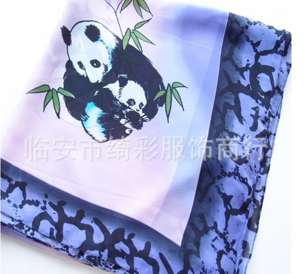 Chinese panda chiffon silk Shawl Wrap Women's Girls Ladies Scarf Soft Fringes 180*150cm 140grams extra large #4012