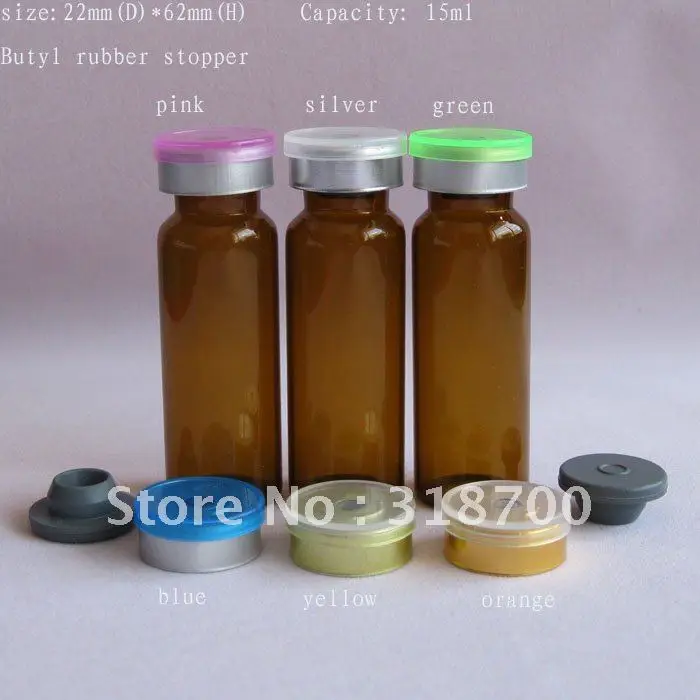 

15ml amber tubing glass vial with butyl stopper with flip cap, amber vials 2ml,3ml,5ml,till 30ml is available