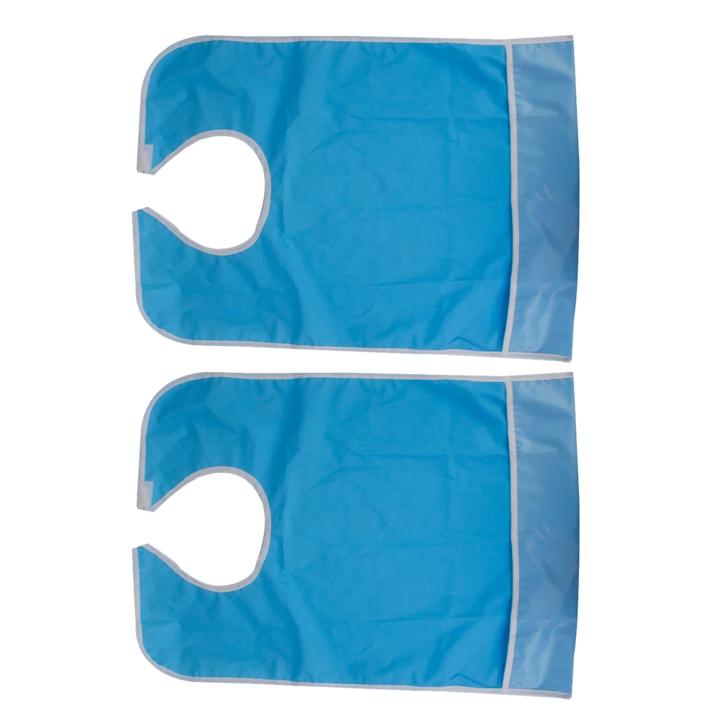 2x Waterproof Adult Mealtime Bib Protector Disability Aid Apron - Sky Blue