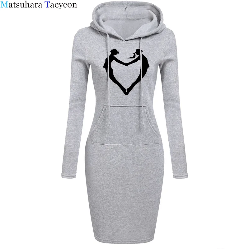 Dresses Jumping Heart Shape 2018 cotton print womens Dress casual pattern funny ladies fashion Warm Sweater