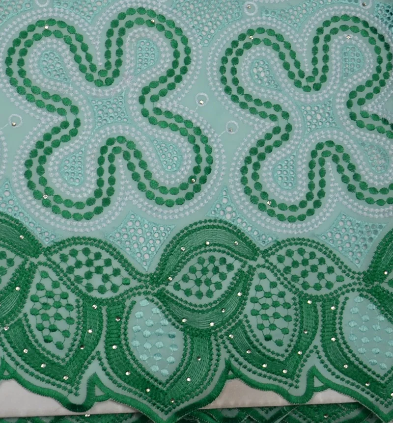 (5yards/pc) high quality mint green African dry cotton lace fabric neat embroidered Swiss voile lace for party dress CLP49