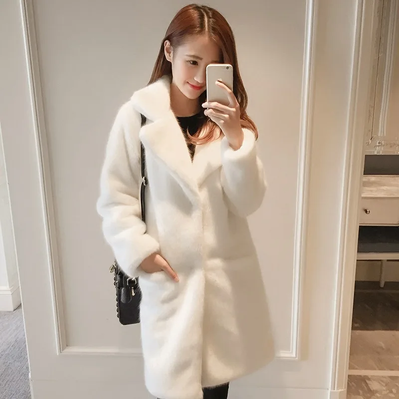 Lmitation Mink Plush Fur Coat Female 2021 Winter Thick High end Rex Rabbit Hair Fur Coats Plus size Warm Women Faux Fur Coats