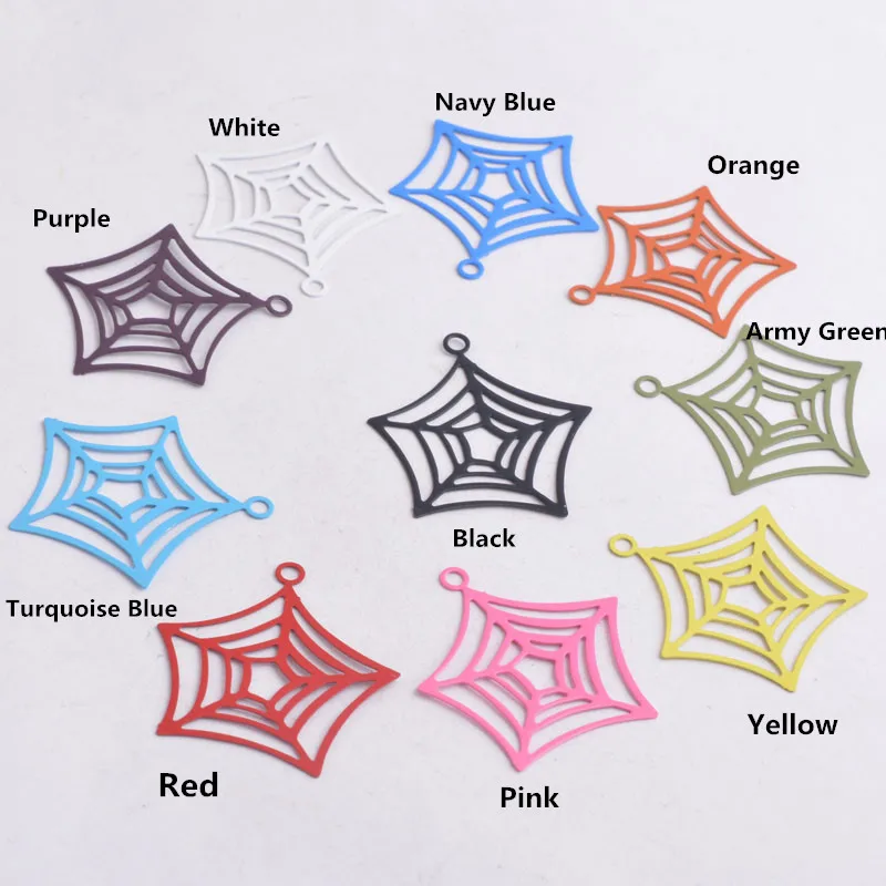 50 Stück AB1030 30mm*33mm Halloween Reticular Charms Blaue Ohrringe Anhänger – Detail 3