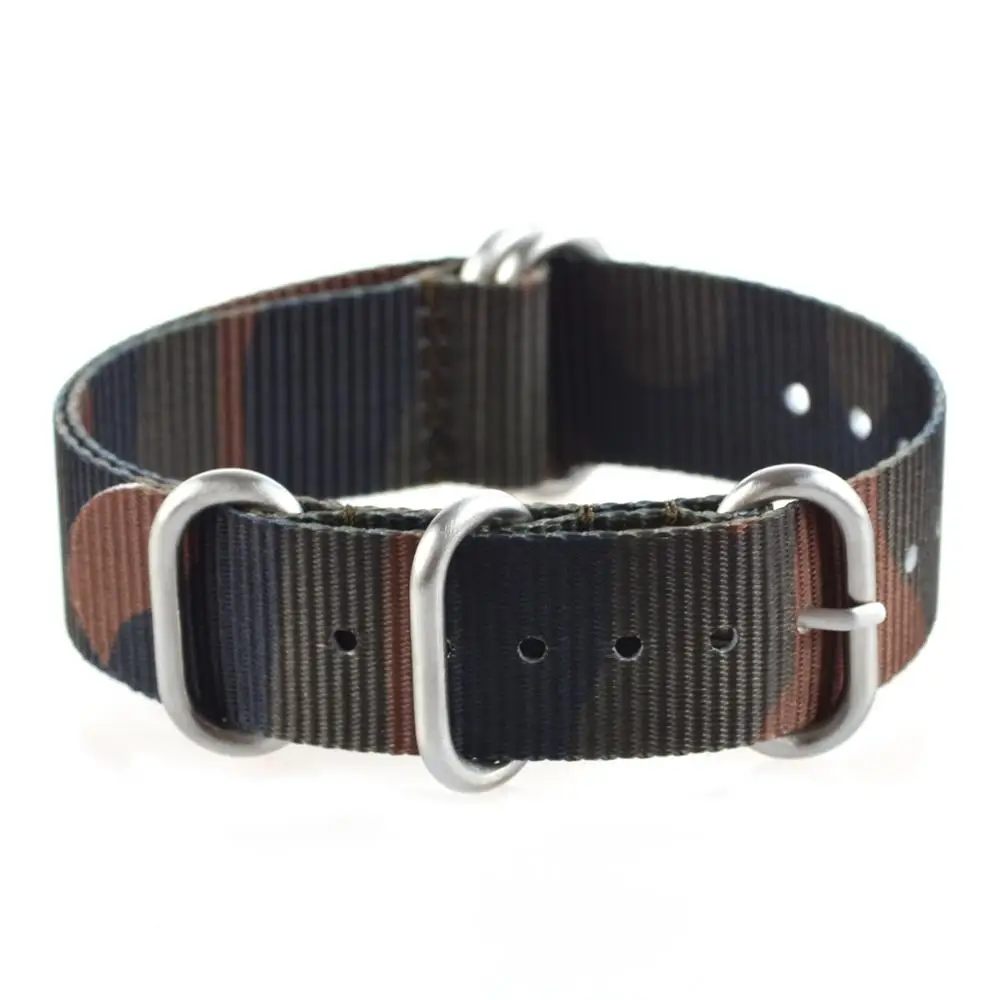 EACHE Camouflage Nylon Watch Straps 18mm 20mm 22mm 24mm Watch Band Strap With Stainless Steel Silver Color Black Buckles