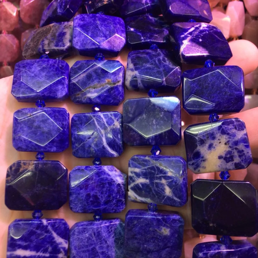 square shape natural sodalite beads natural stone DIY loose beads for jewelry making strand 15