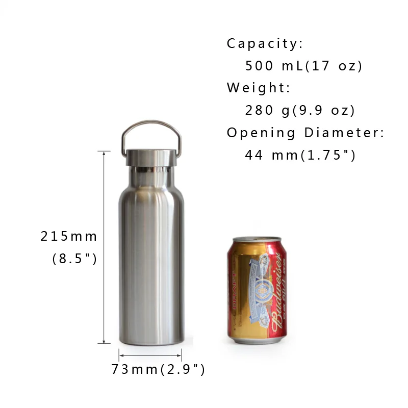 BPA Free Stainless Steel Thermos Vacuum Insulated Water Bottle Thermo Flask Coffee Mug Vacuum Cup for Car 500ml 17oz