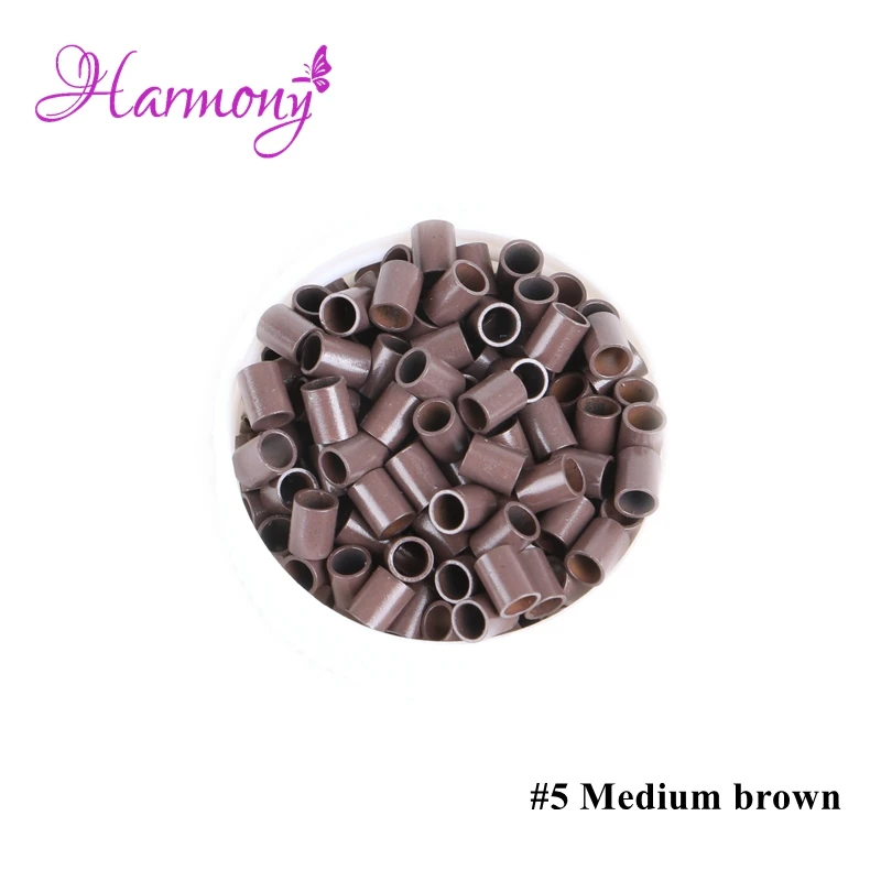 Harmony Plus Hair 1000pcs średni brązowy kolor prosto miedziany mikro pierścień 3.6*2.9*4.5mm pierścienie do przedłużania włosów do włosów w sztyfcie