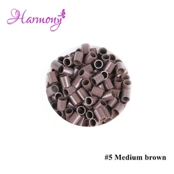 Harmony Plus Hair 1000pcs Medium brown color Straight copper micro ring 3.6*2.9*4.5mm hair extension rings for stick hair