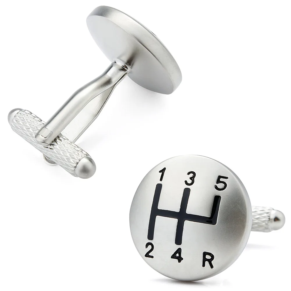 Trendy Round Cufflinks Fashion Men's Jewelry Metal Car Speed Shifting Device Cuff Links Wedding Shirt Cuff Button