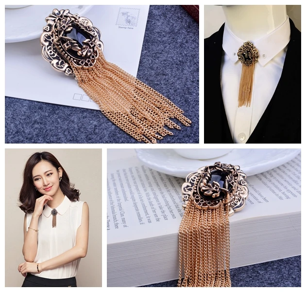 New Free Shipping fashion Men's male female Headdress Korean Medal women couple tassel brooch tie pattern retro baroque palace