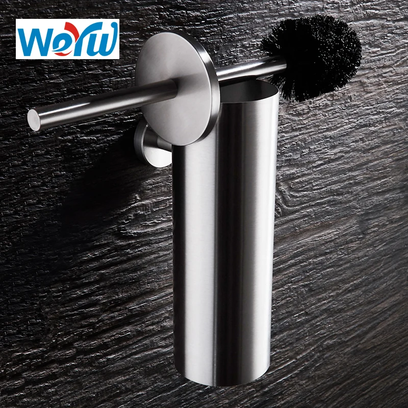 

WEYUU Toilet Brush Holders Set Stainless Steel Wall Mounted Wire drawing Bathroom Accessories Toilet Bowl Brush