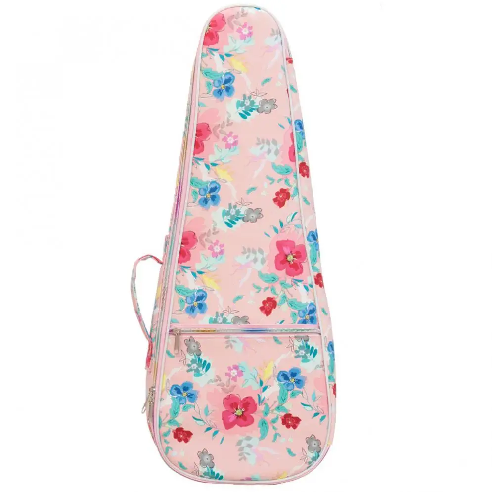 21/23 Inch Flower Printed Leather Ukulele Bag 12mm Cotton Soft Case Gig Ukelele Mini Guitar Waterproof Backpack