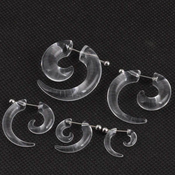 2 pieces men women fashion new fake spiral ear tapers snail ear expanders black 3/4/5/6/8 mm body jewelry ear plug pircing