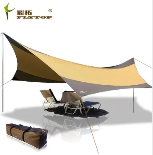 

Flytop High Quality 550cm*560cm Iron Poles UV Beach Tent Sun Shelter Camping Tent Awning Tarp With Silver Coated Oxford Fabric