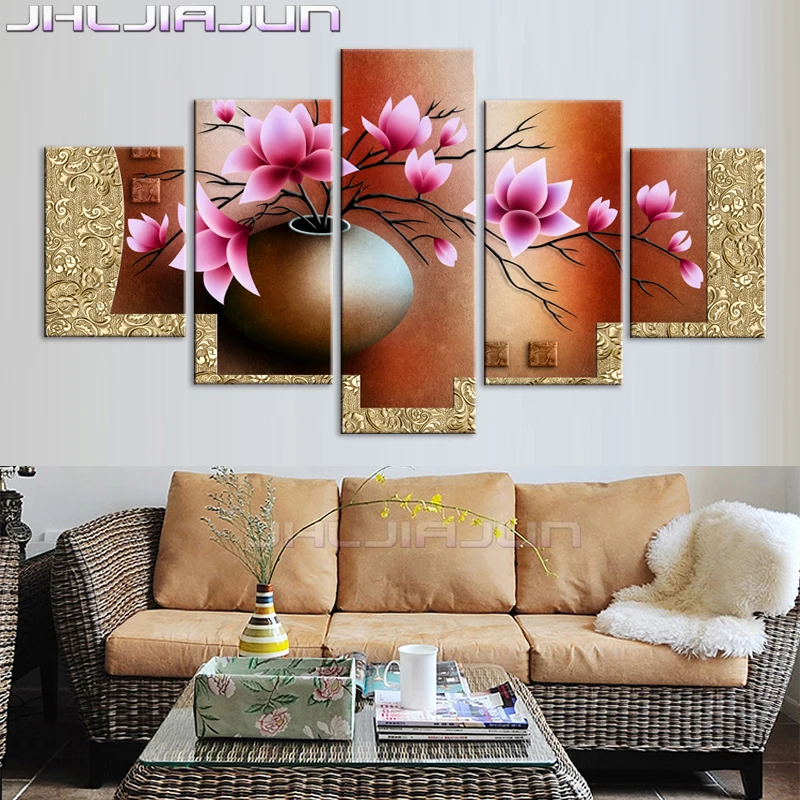 

Home Decoration Movie poster 5 pieces HD print canvas oil painting has framework gold orchid Modular picture Child room Nordic