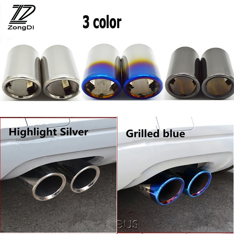 ZD 2PCS For Volvo XC60 S60 XC90 V40 V60 2011 2012 2013 2014 Stainless Steel Car Exhaust Tip Muffler Pipe Cover Accessories