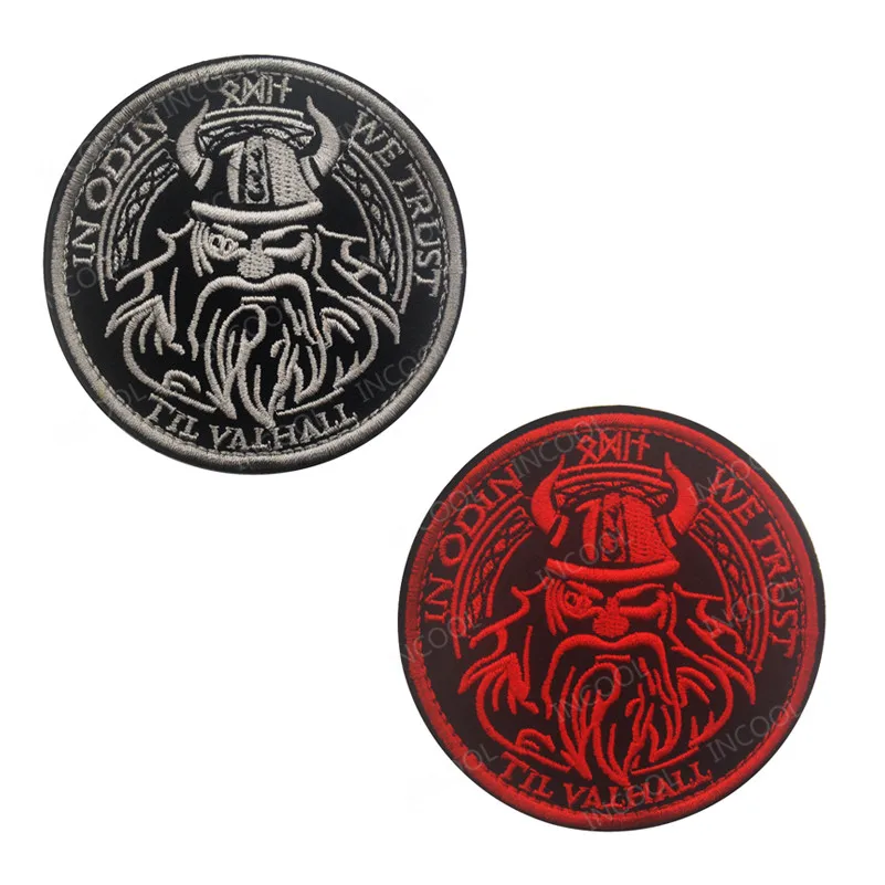 Parche bordado reflectante Vikingo GOD WE TRUST tela Lobo mochila ropa - imagen 4