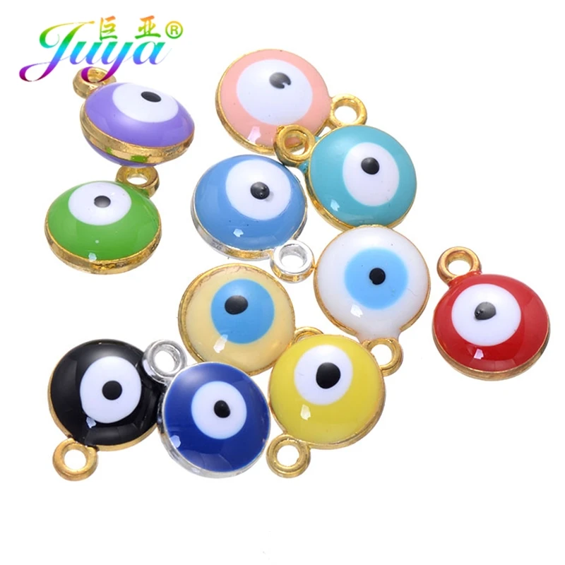 Juya 30 pçs/lote atacado turco mal olho encantos acessórios para mulheres homens artesanal pulseiras colar brincos fazendo suprimentos