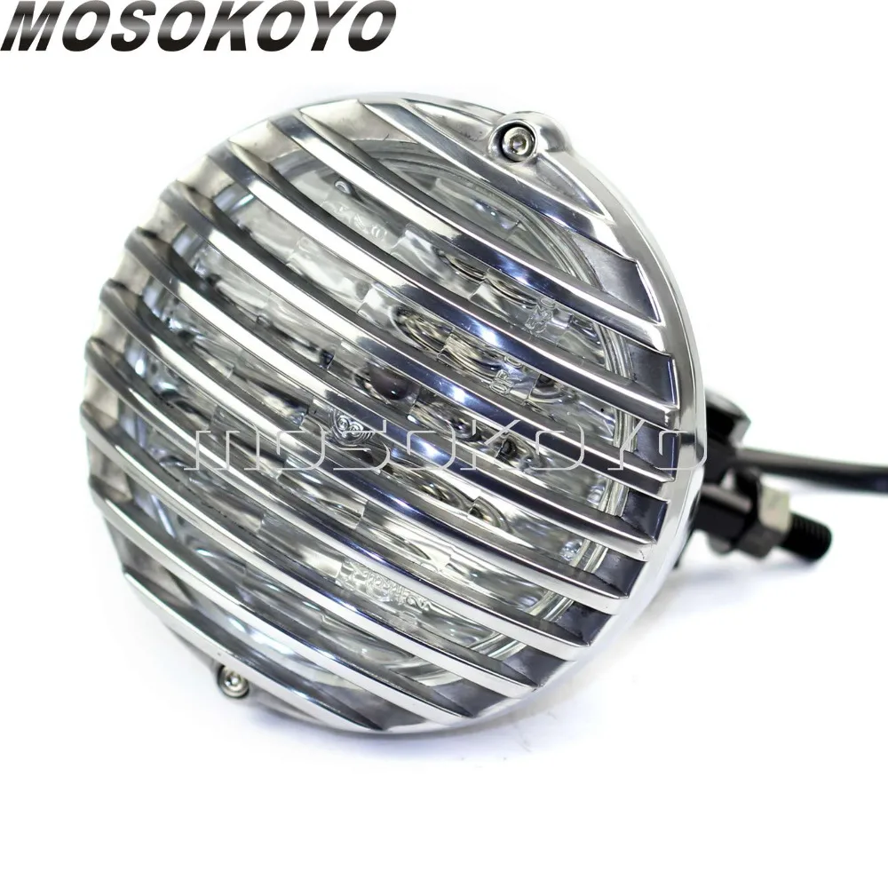 Black Motorcycle Front Headlight with Grill Cover Housing Grille Light Universal For Custom Cafe Racer Chopper Bobber Scrambler