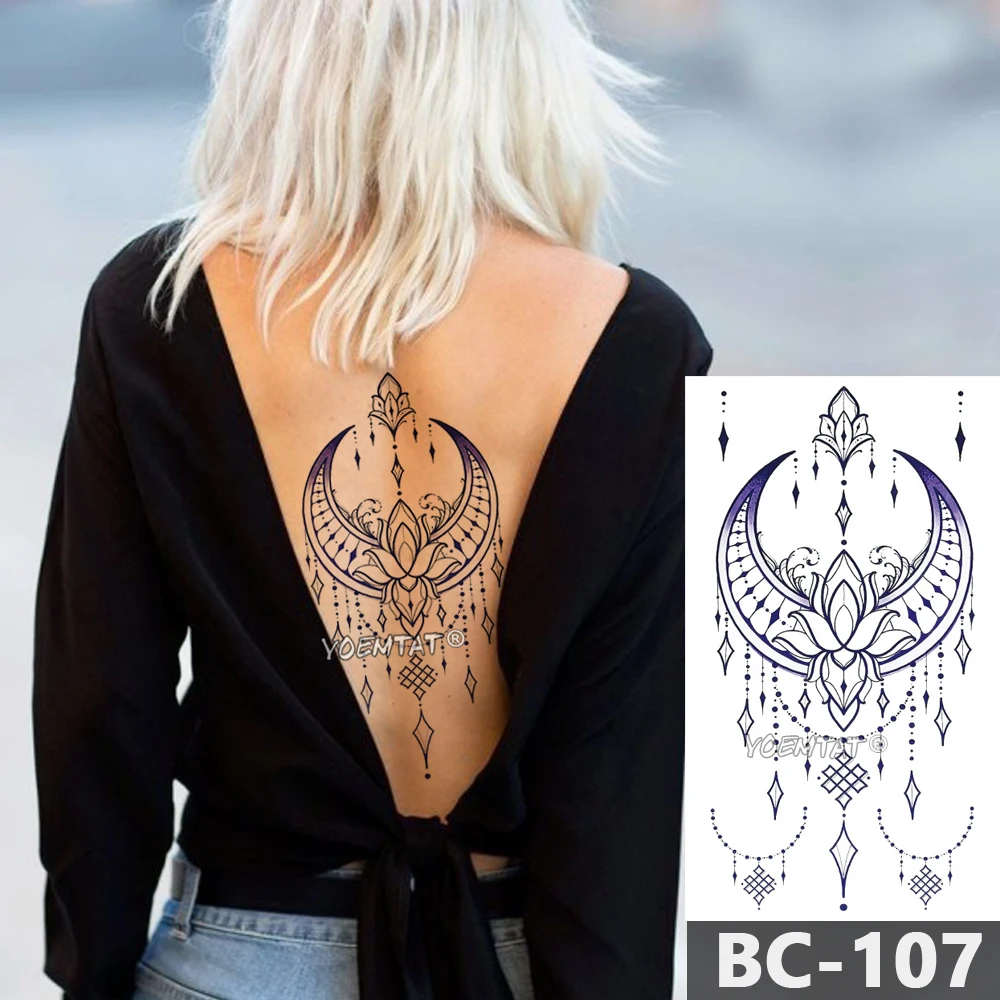 Tatouage Temporaire Imperméable pour Femme, Faux Poitrine, Art Corporel, Bijoux, Dentelle, Totem, Annie Mandala, Taille, Autocollant