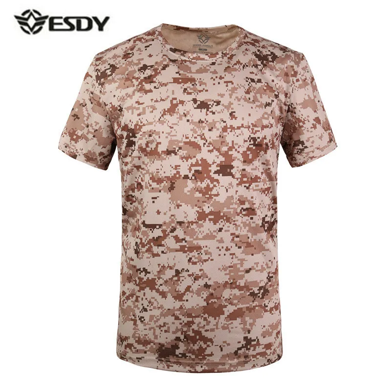 Summer Men s Hiking Quick Dry Breathable Bionic Camouflage Short Sleeve T Shirt Outdoor  Training O Collar  T-shirt Tops