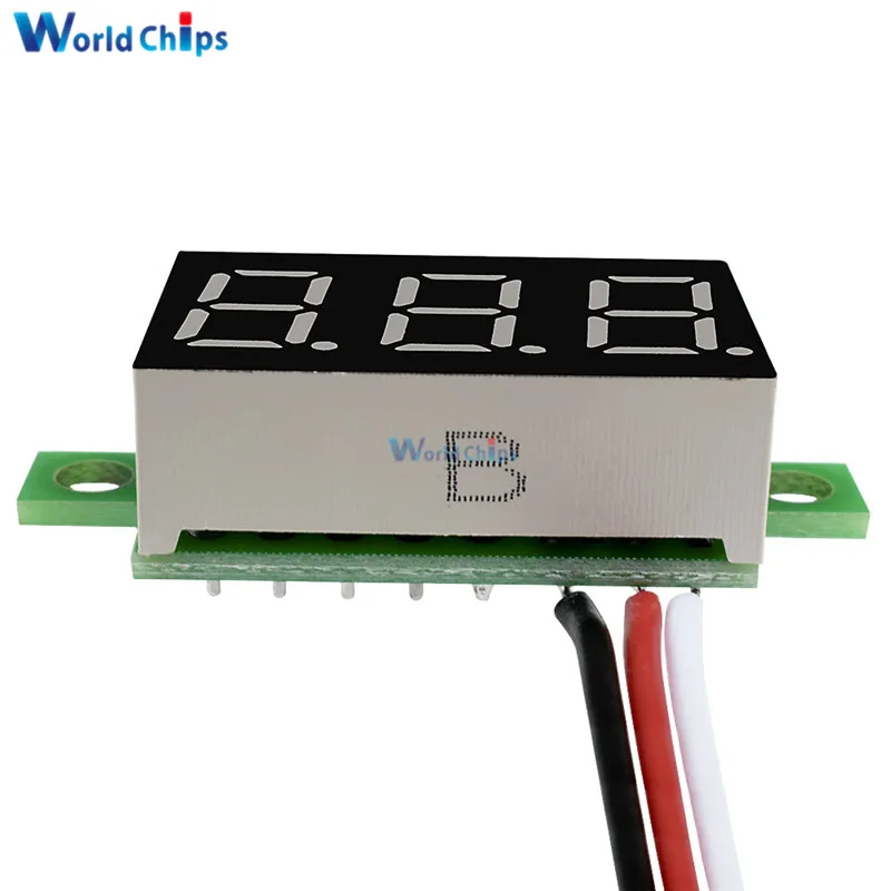 0.36 inch 3 Wires DC 0-30V Green LED Panel Voltage Meter 3-Digital Display Voltmeter Freee Shipping