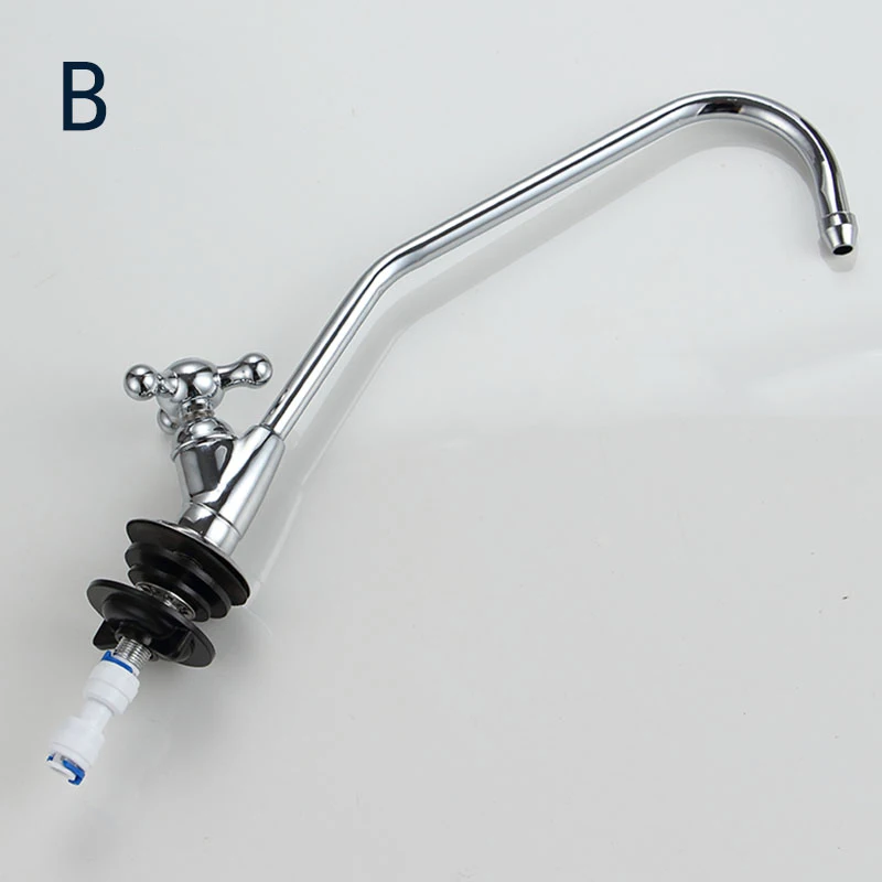 Water filter parts Stainless Steel Faucet sets  With pipe connector Water purifier Tap Kitchen RO Faucet 1/4 Inch Connect Hose