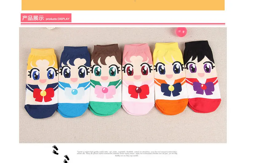 Fcare 12PCS=6 pairs spring and summer cartoon princess short boat socks  breathable cute cotton socks