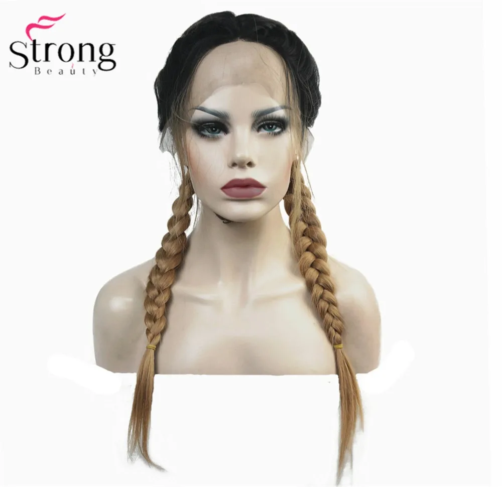 

StrongBeauty Synthetic Lace Front Wig Braids Braided Wig Strawberry Blond Ombre Hair