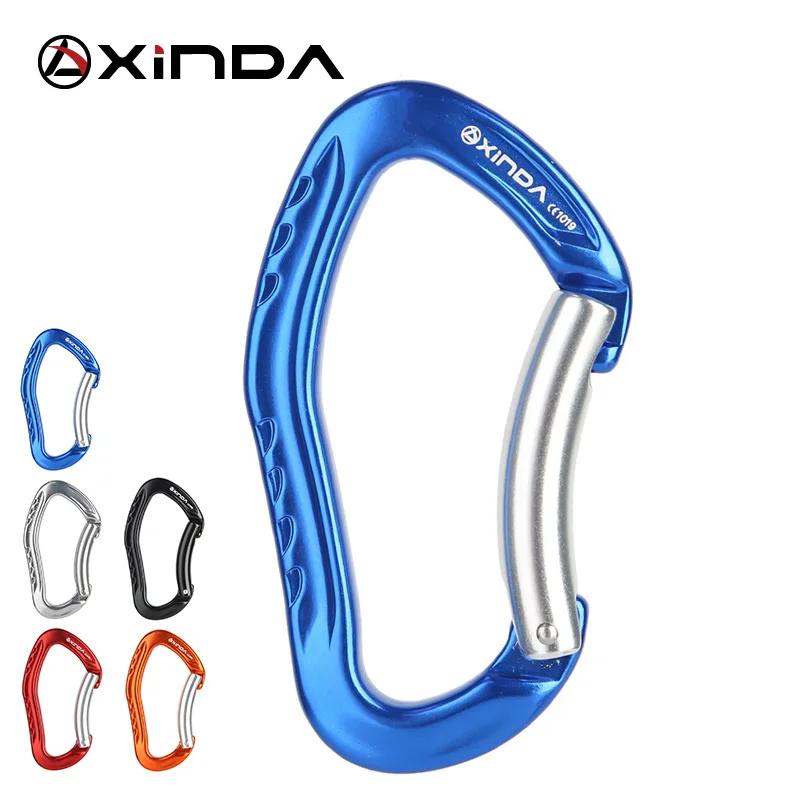 XINDA Professional Quality 22KN Rock Climbing Bent Quickdraw Spring-loaded Gate Buckle Aluminum Carabiner Outdoor Kits