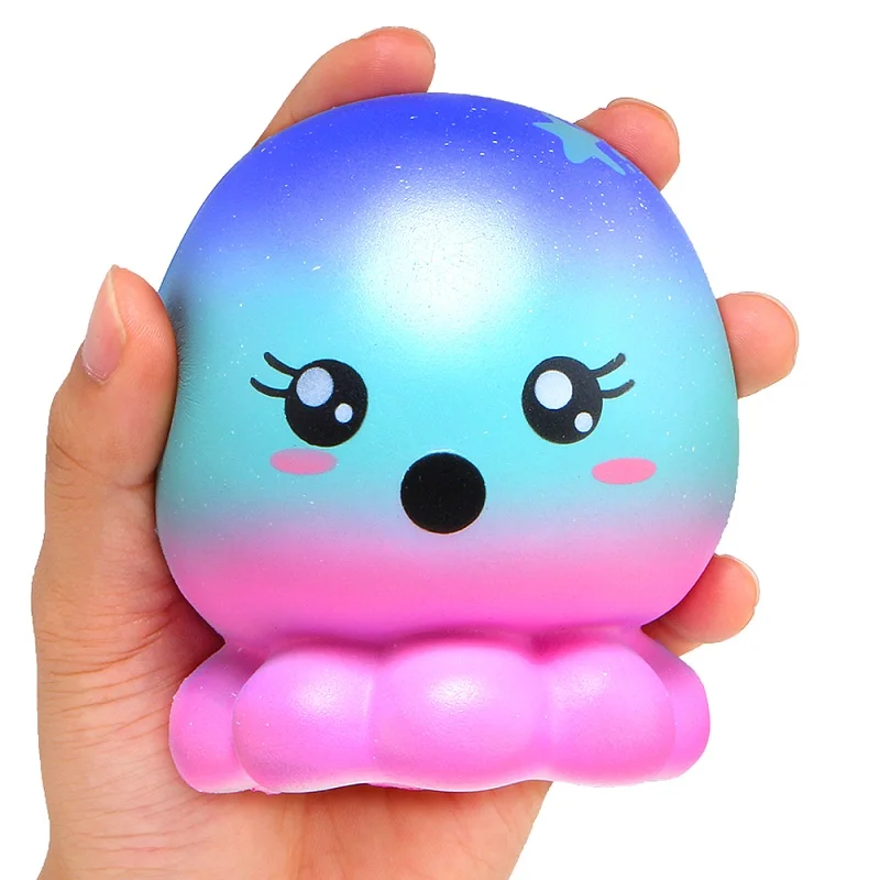 Kawaii Super Jumbo Stress Reliever Toy, Squishy, Galaxy, Frutos do mar, Lula, Polvo, Lento Rising, Creme, Perfumado, Squeeze Toy, 10*9*9 cm