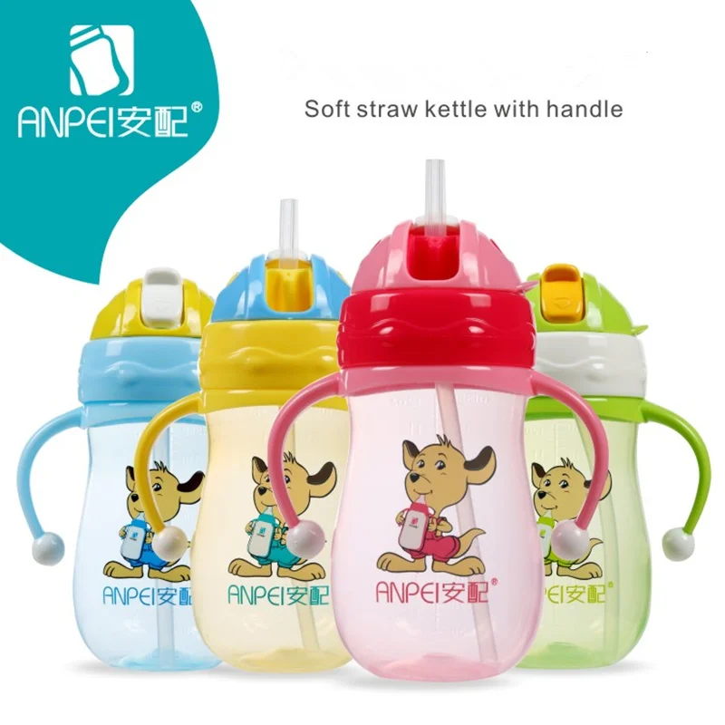 

Baby Kids Learning Cups Drinking Water feeding Bottle With straw Portable Cartoon Lovely Sippy Cup Sport Bottles 350ML