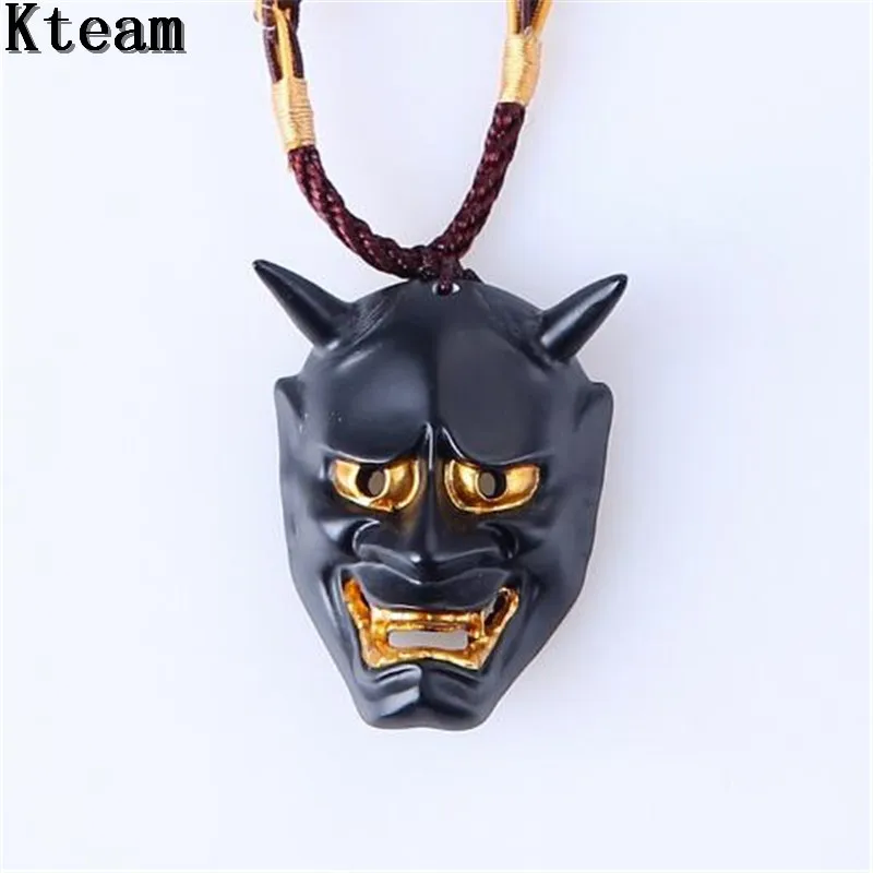 Hot New Fashion Cool Pendant Evil Oni Noh Hannya Mask Necklace Theme Resin Masquerade Party Terror Mask Necklaces Halloween Prop