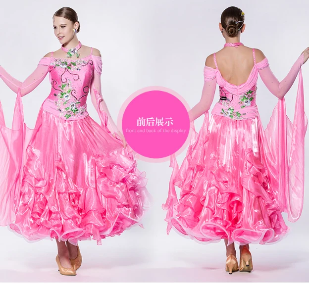 customize pink  back cutout cha cha ballroom Waltz  tango salsa Fox trot   Quick step competition dance dress