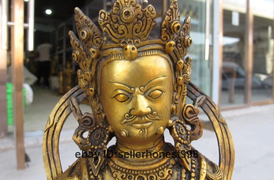 29 CM Tibet Buddhism Yellow Jambhala Bronze Gilt mammon buddha Statue