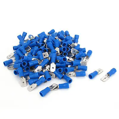 300 Pcs MDD2-250 22-16 AWG Electric Cable Flat Flake Insulated Terminal Blue